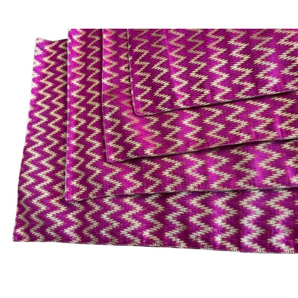 Placemats Gold Hot Pink Fuchsia Set of 4 Table Linens 12.5 x 17.5" - Picture 2 of 6